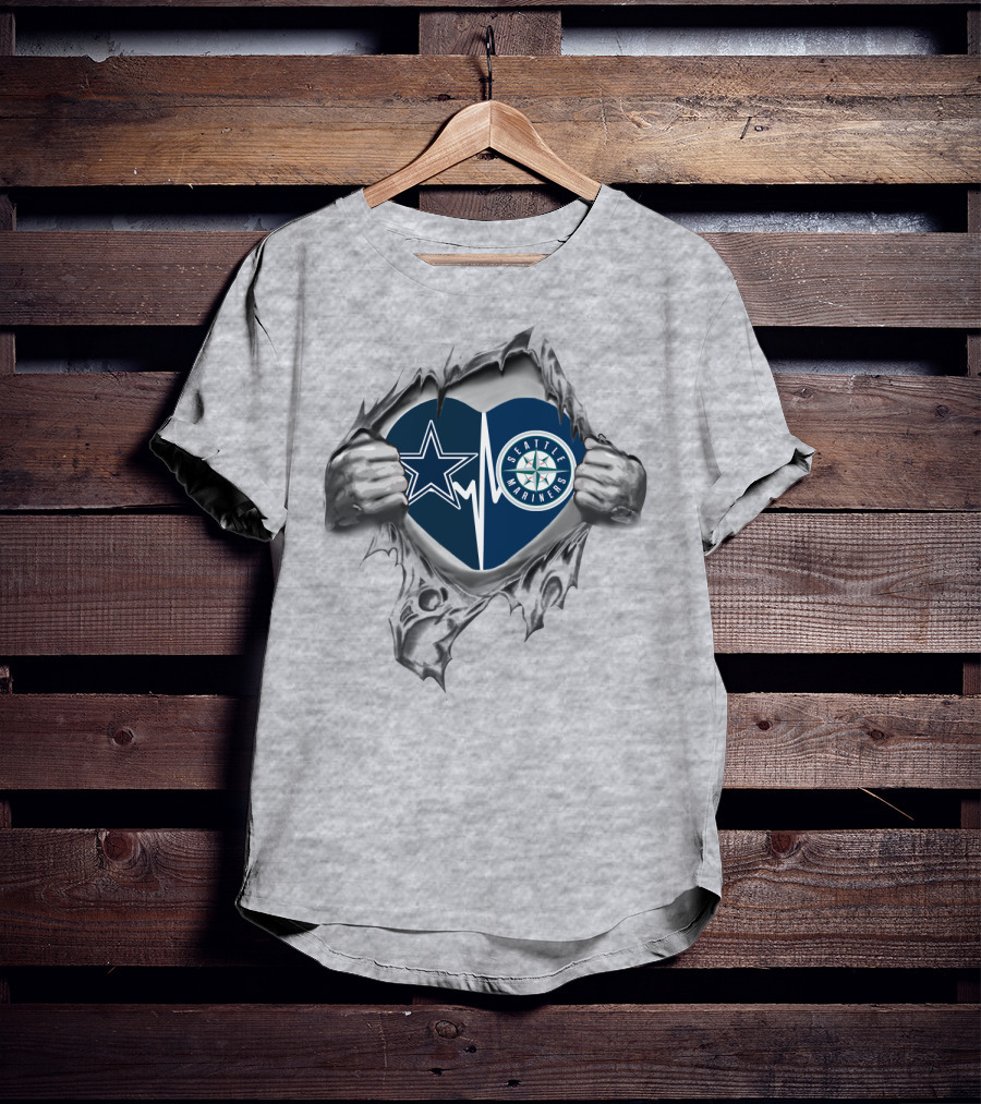 Cowboys Mariners Heartbeat Love T-Shirt