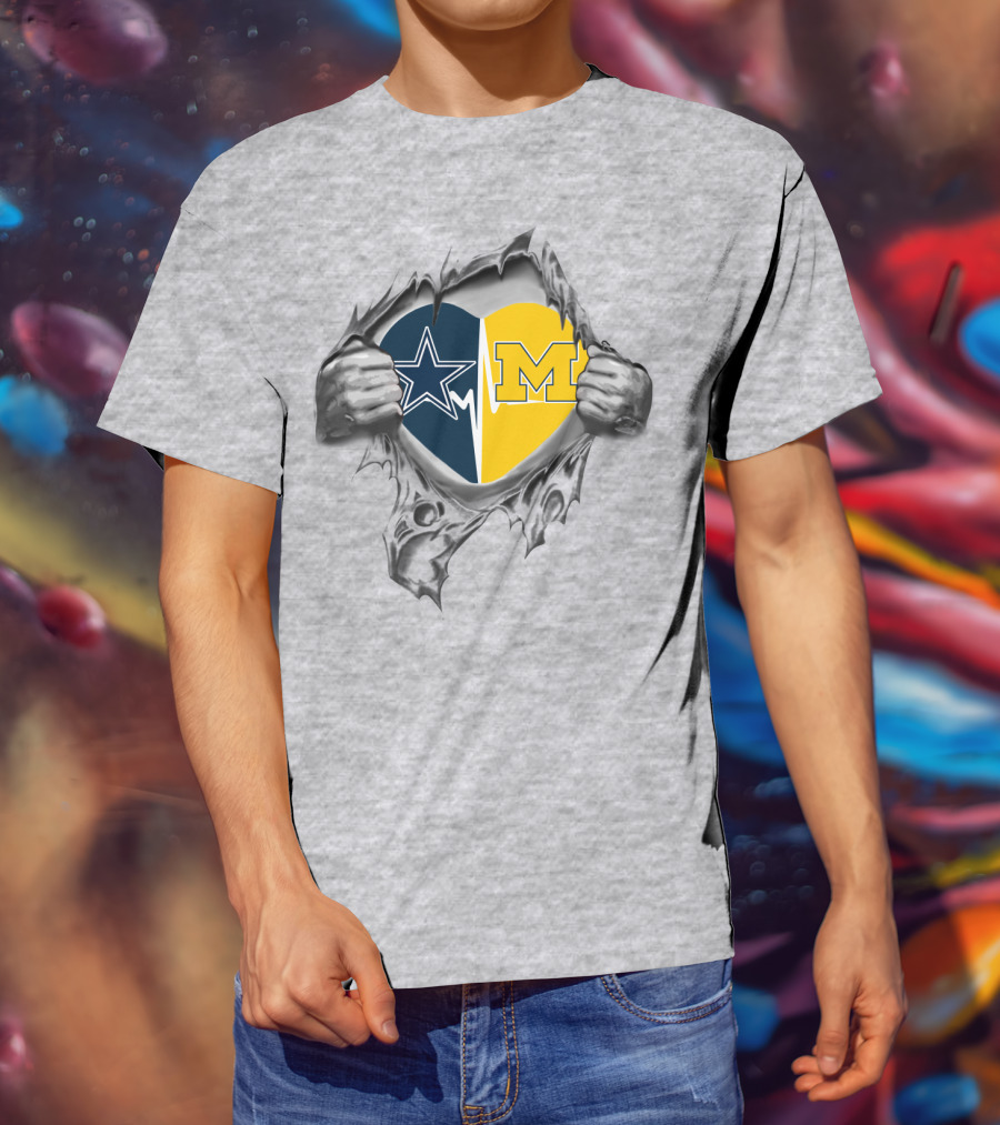 Dallas Cowboys Michigan Wolverines Heart T-Shirt