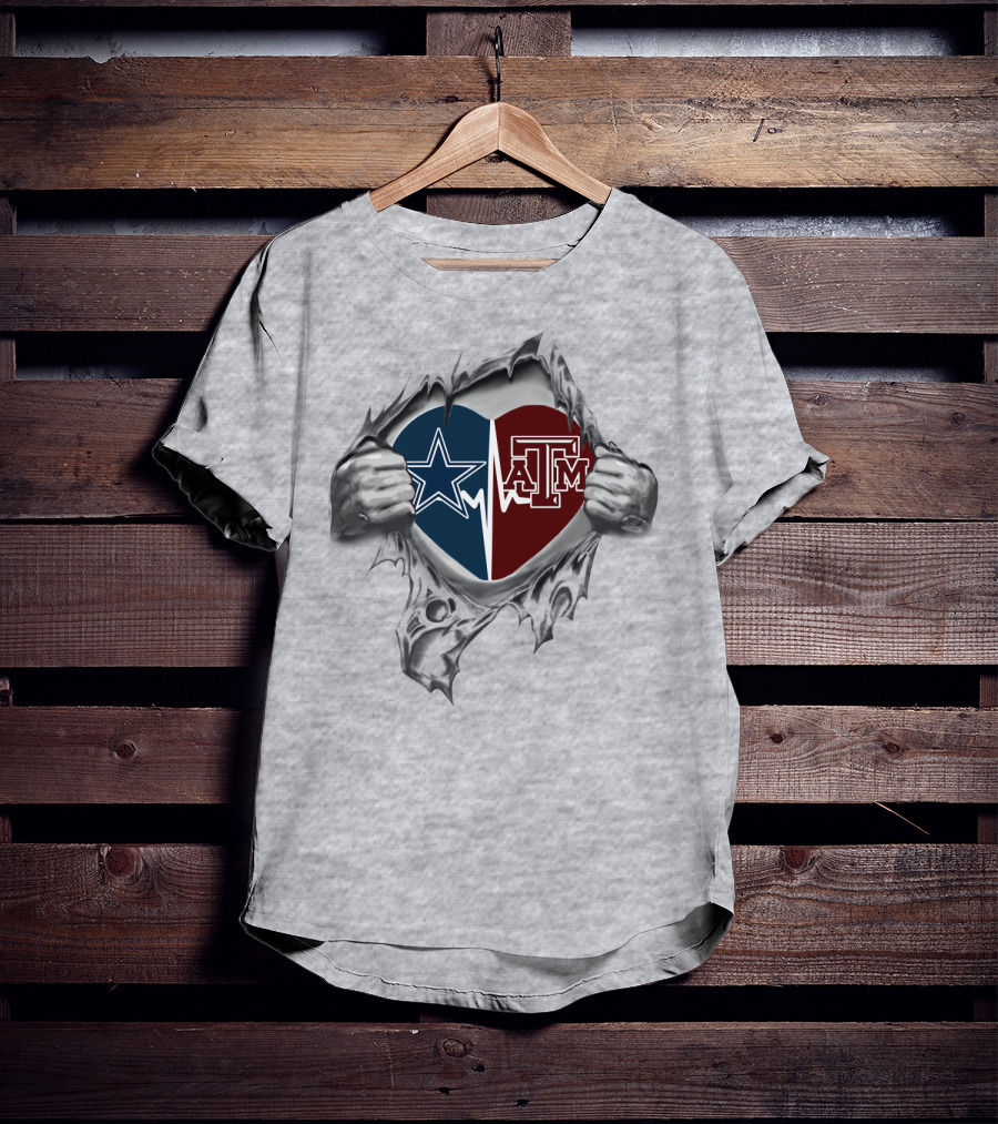 Cowboys Texas A&M Aggies Heart Split T-Shirt