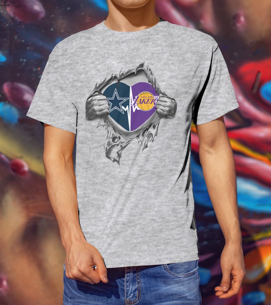 Cowboys Los Angeles Lakers Heart T-Shirt