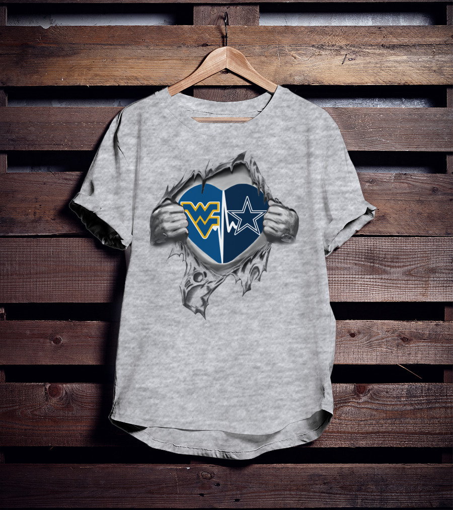 Cowboys West Virginia Heart Design With WVU And Star T-Shirt