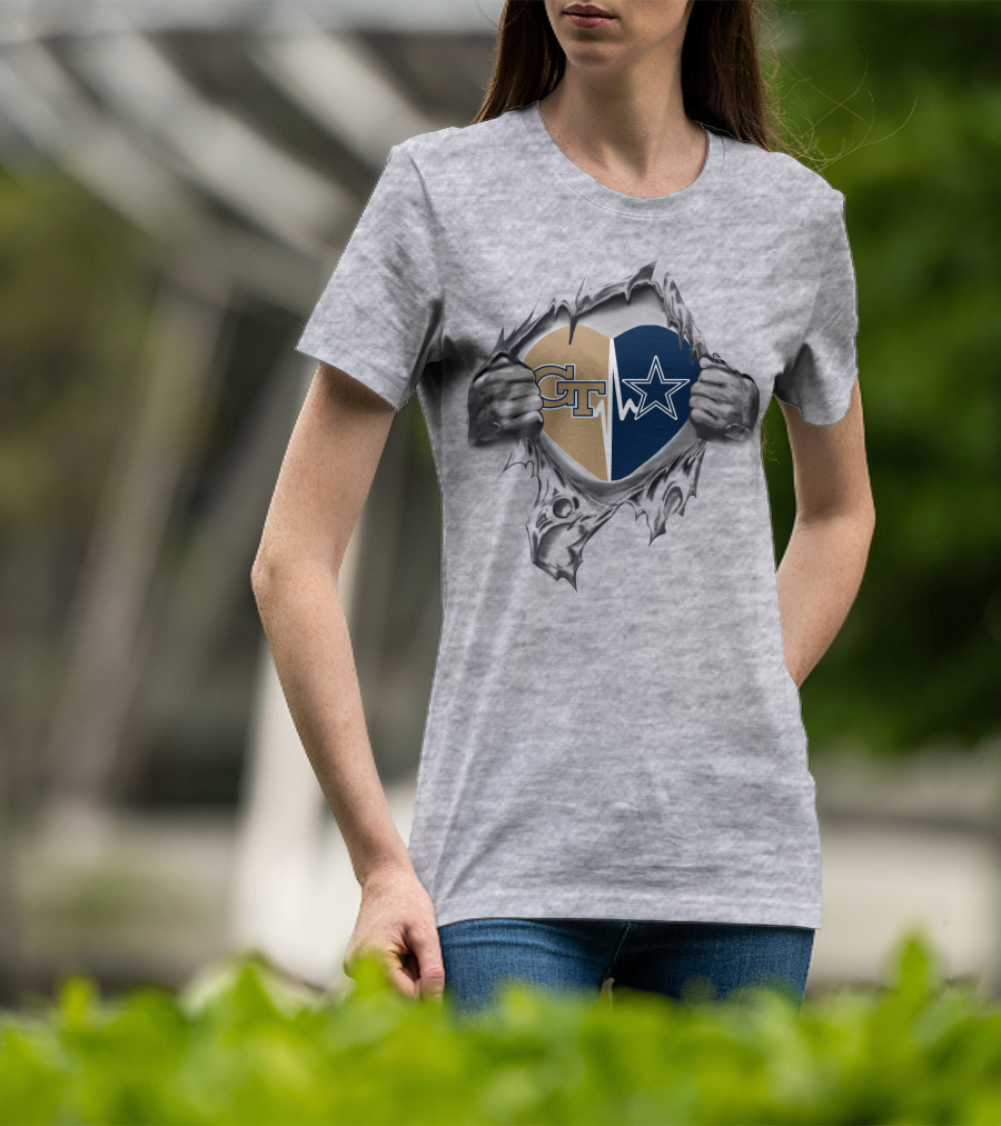 GT Cowboys Heart Split With Star And Gold Emblem T-Shirt