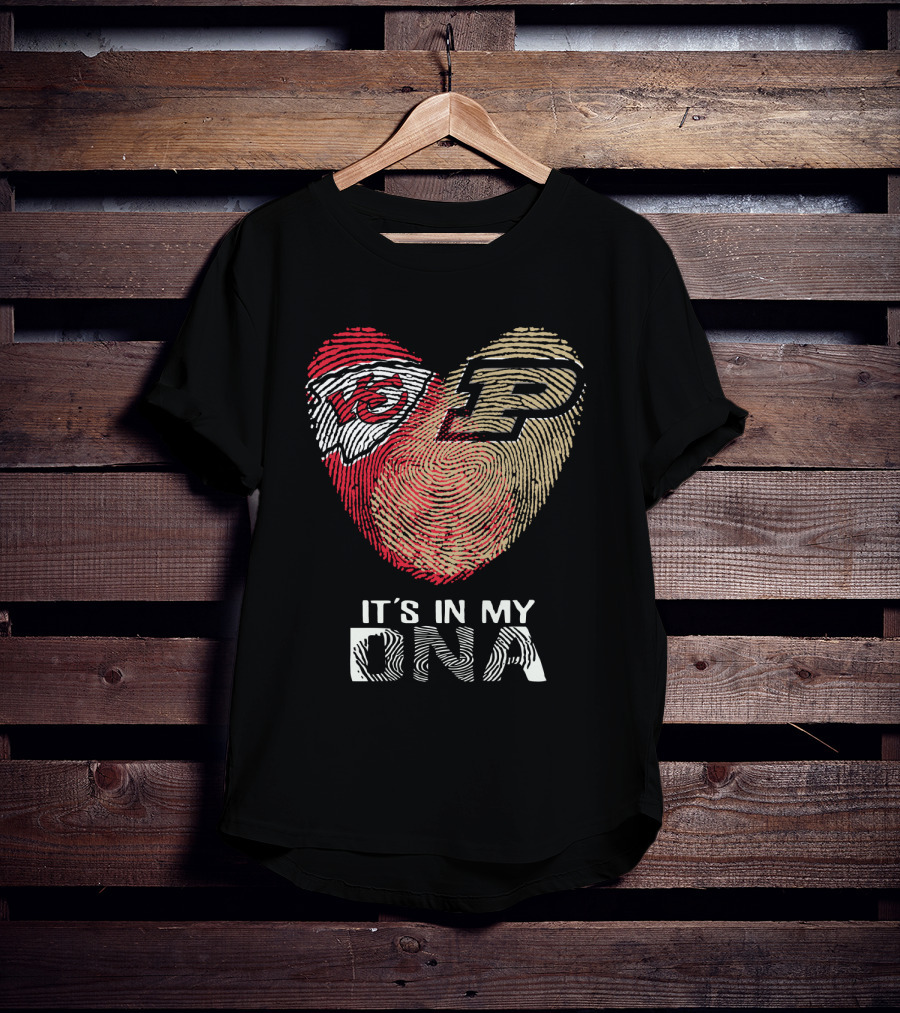 Chiefs Purdue It's In My DNA Heart Fingerprint T-Shirt