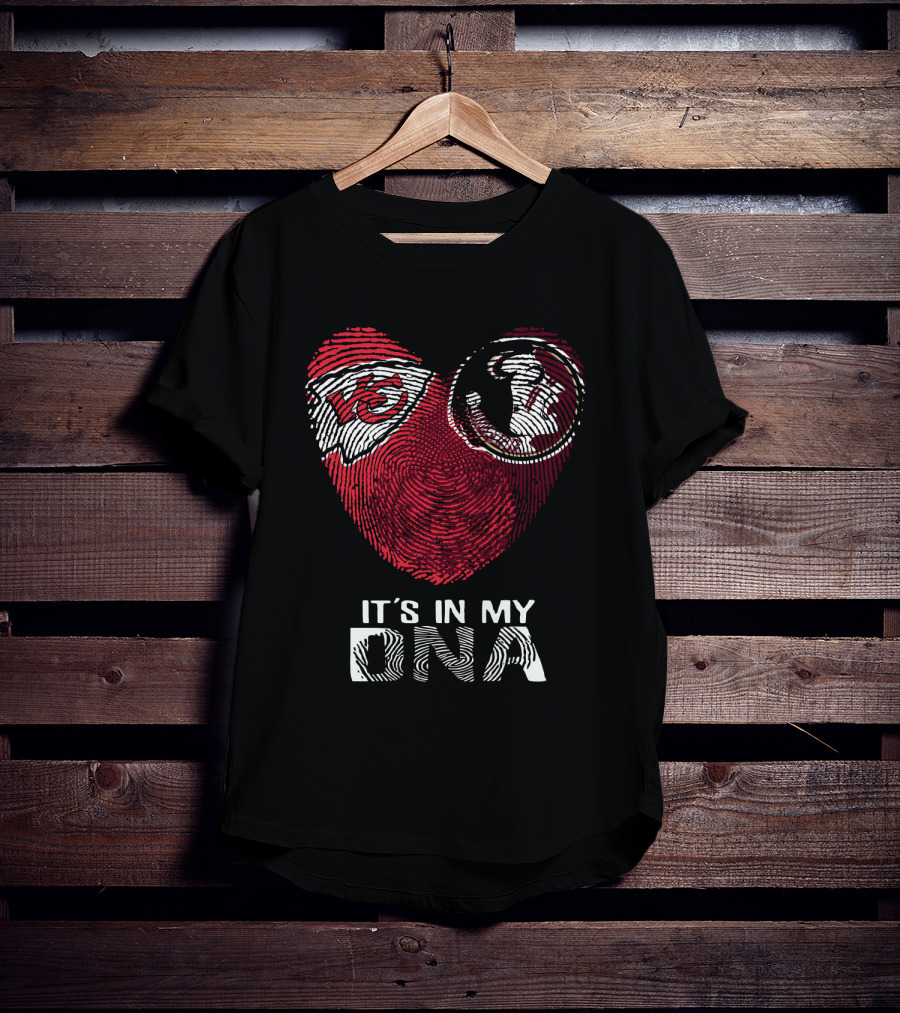 Chiefs Seminoles It's In My Dna Fingerprint Heart T-Shirt