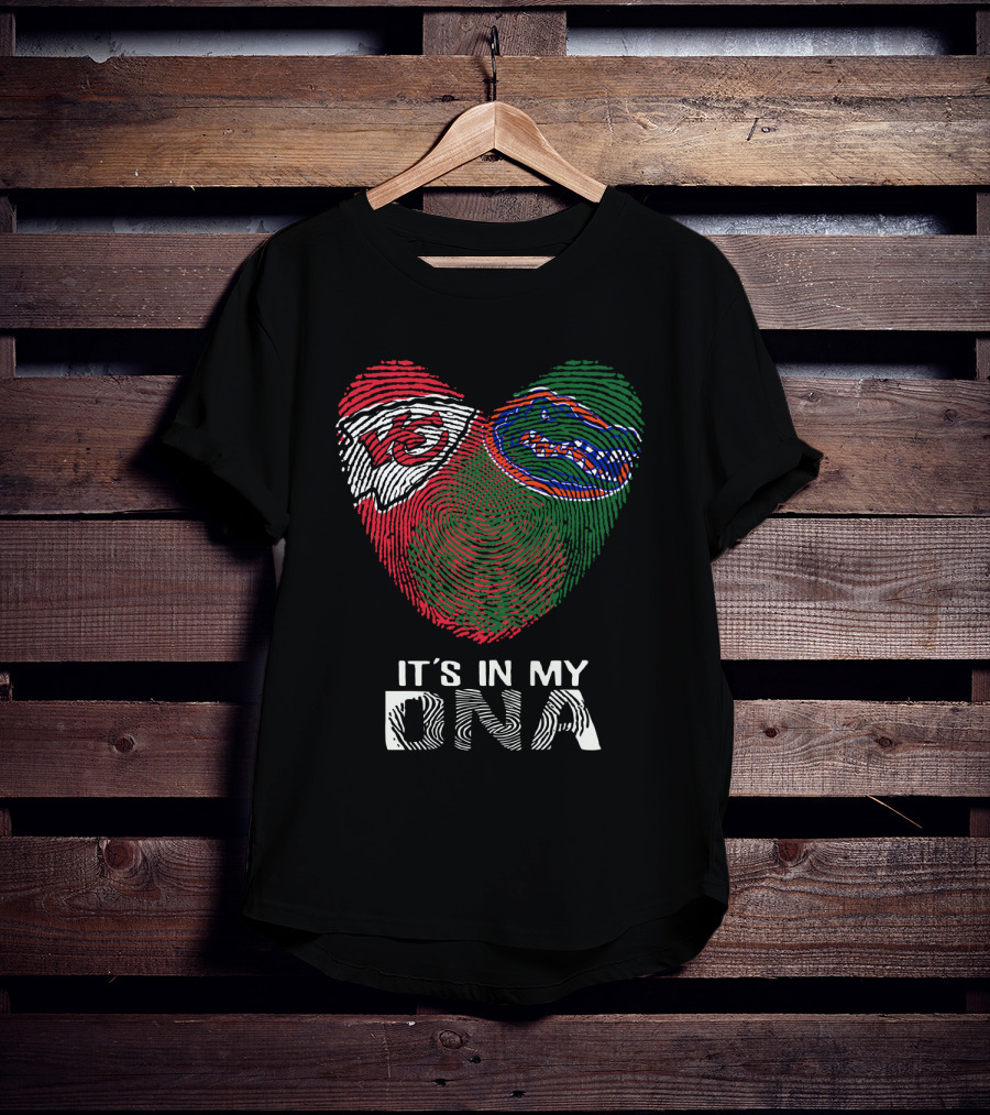 Chiefs Gators It's In My DNA Fingerprint Heart T-Shirt