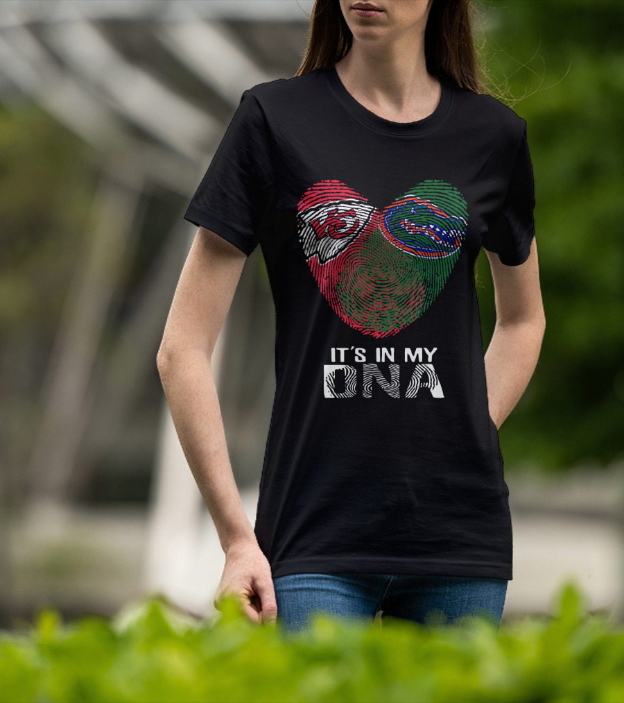 Chiefs Gators It's In My DNA Fingerprint Heart T-Shirt
