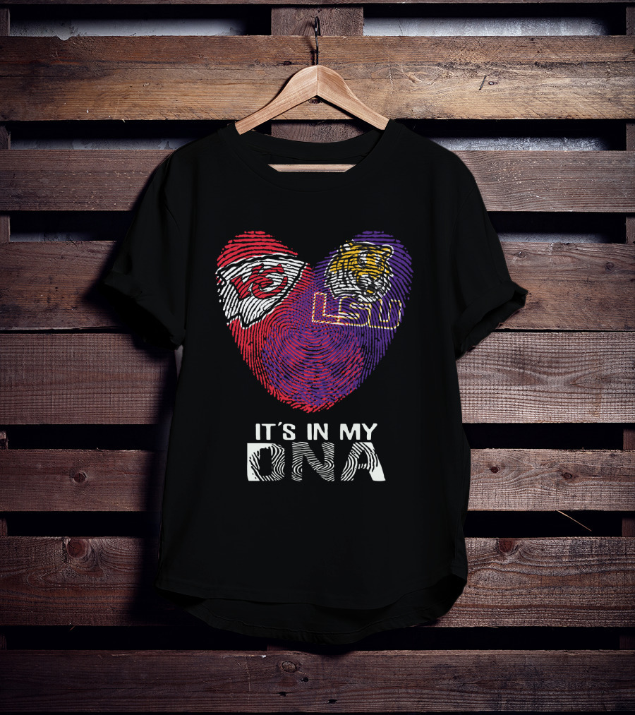 Chiefs LSU It's In My DNA Fingerprint Heart Tiger T-Shirt