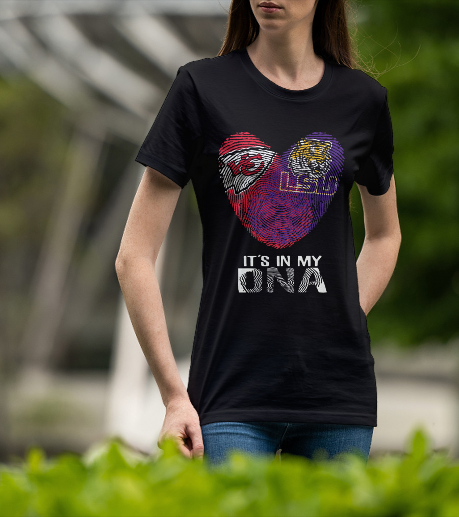 Chiefs LSU It's In My DNA Fingerprint Heart Tiger T-Shirt