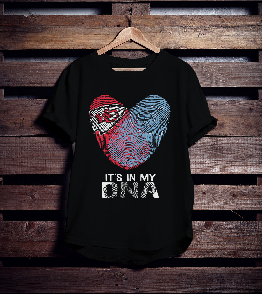 Chiefs Tar Heels It's In My DNA Heart Fingerprint T-Shirt