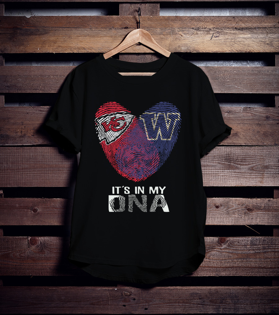 Chiefs Huskies It's In My Dna Kc W Fingerprint Heart T-Shirt