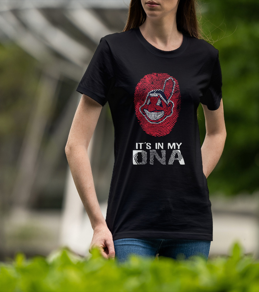 It's In My DNA Indians Fingerprint Face T-Shirt