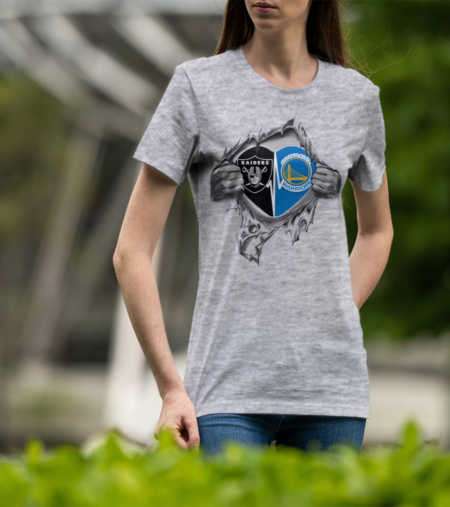 Raiders Warriors It's In My Heart Raiders Golden State Warriors T-Shirt