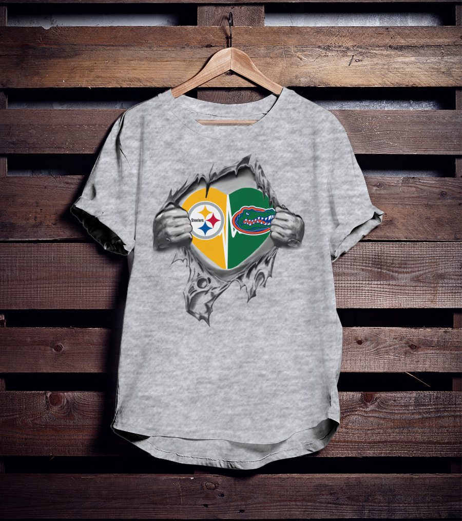 Steelers Gators Heart Logo Burst T-Shirt