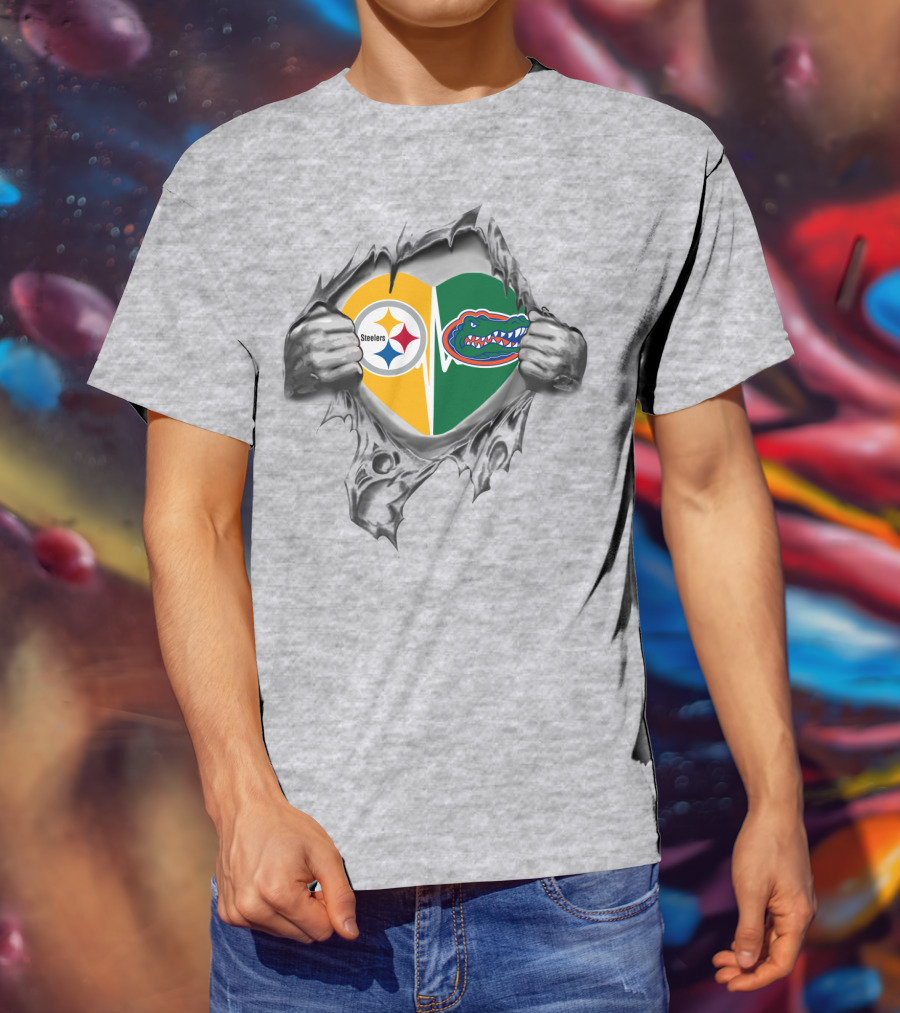Steelers Gators Heart Logo Burst T-Shirt