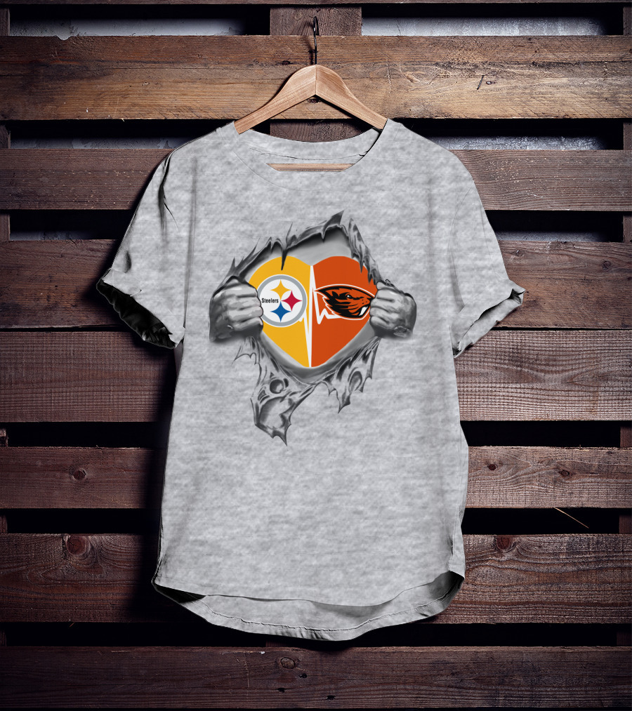 Steelers Beavers Heart Dual Loyalty Fan Passion T-Shirt
