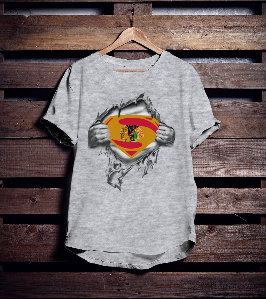 Blackhawks Superman Chest Emblem Fusion T-Shirt
