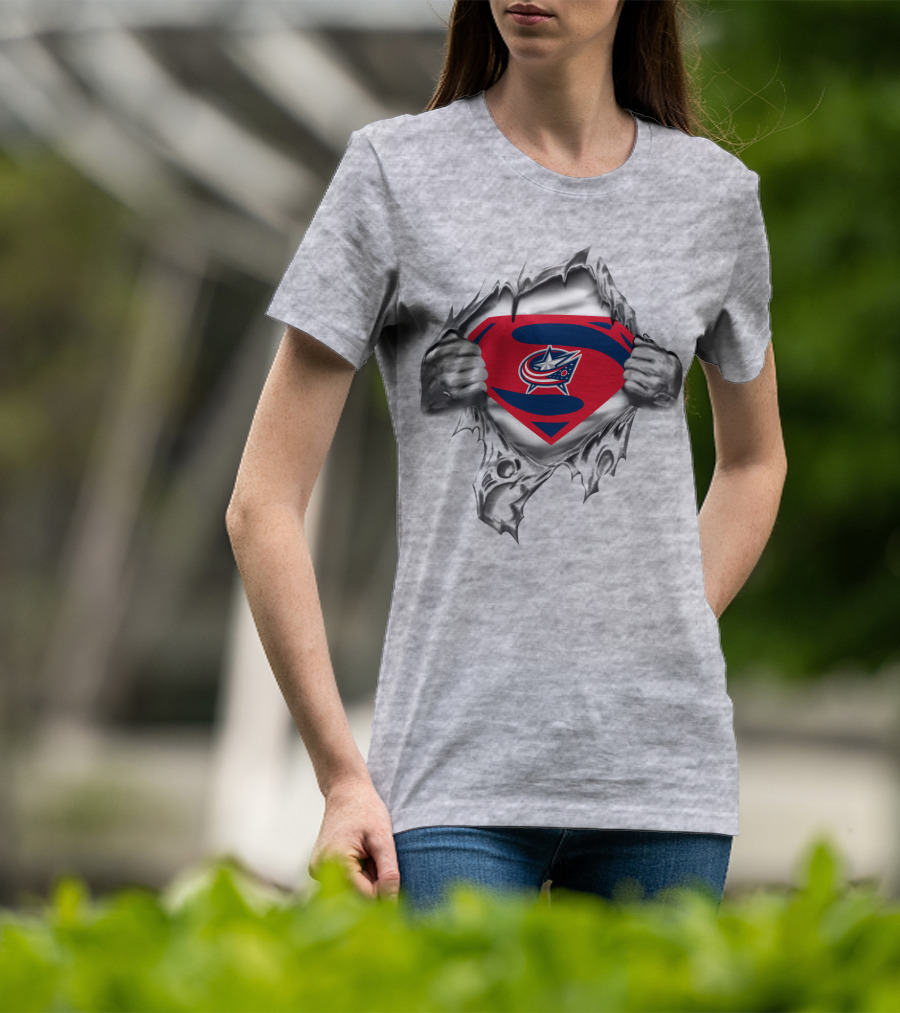 Columbus Blue Jackets Superman Logo Reveal T-Shirt