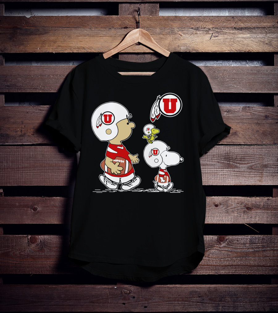 Utah Utes Football Snoopy And Woodstock Team Helmets T-Shirt