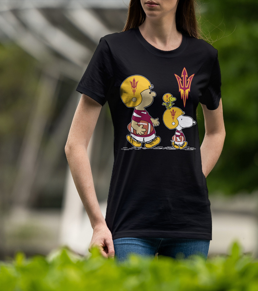 Arizona State Peanuts Football Trio Helmet T-Shirt