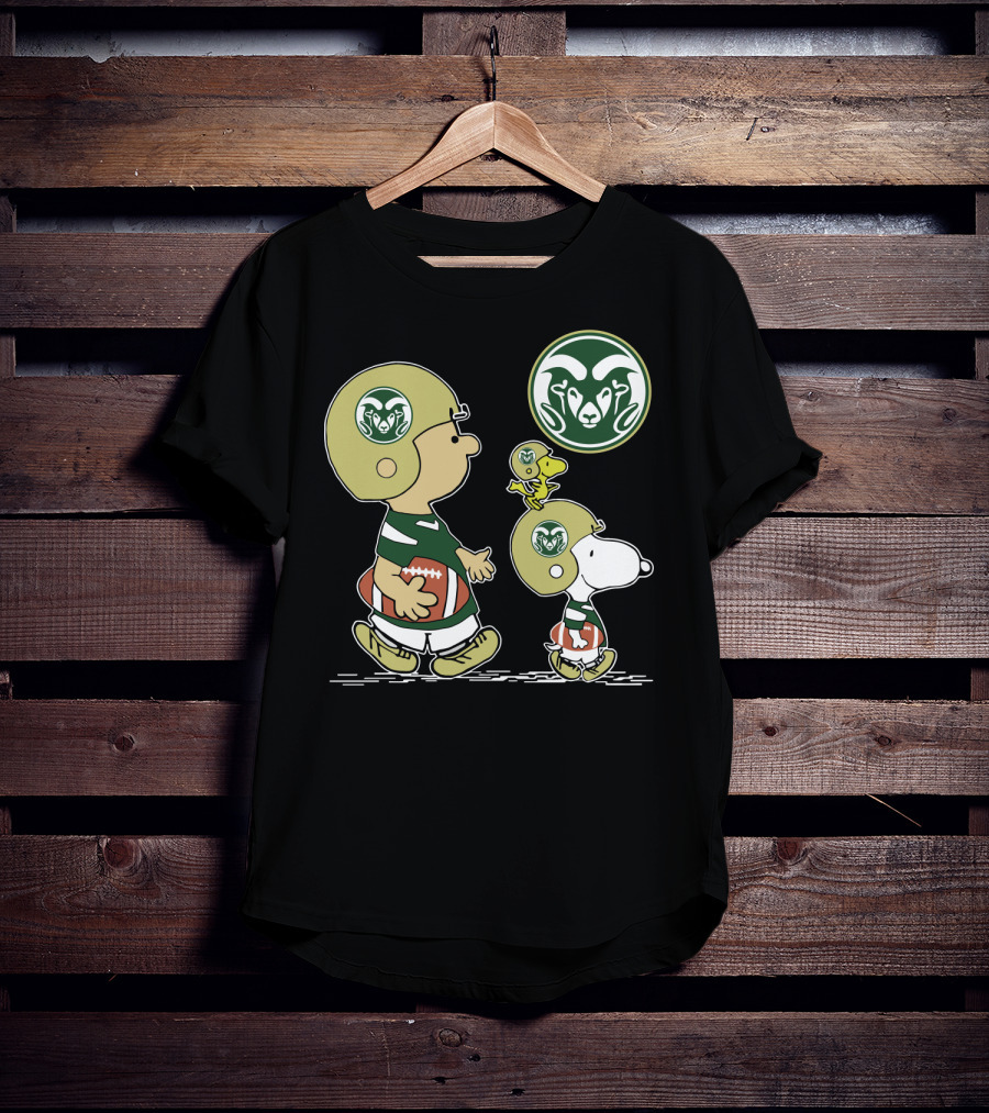 Colorado State Rams Snoopy And Woodstock Football Helmets T-Shirt