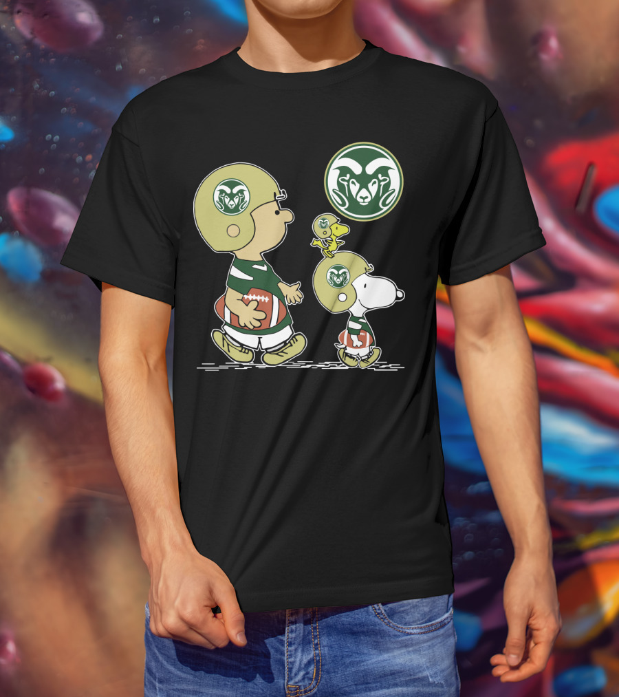 Colorado State Rams Snoopy And Woodstock Football Helmets T-Shirt