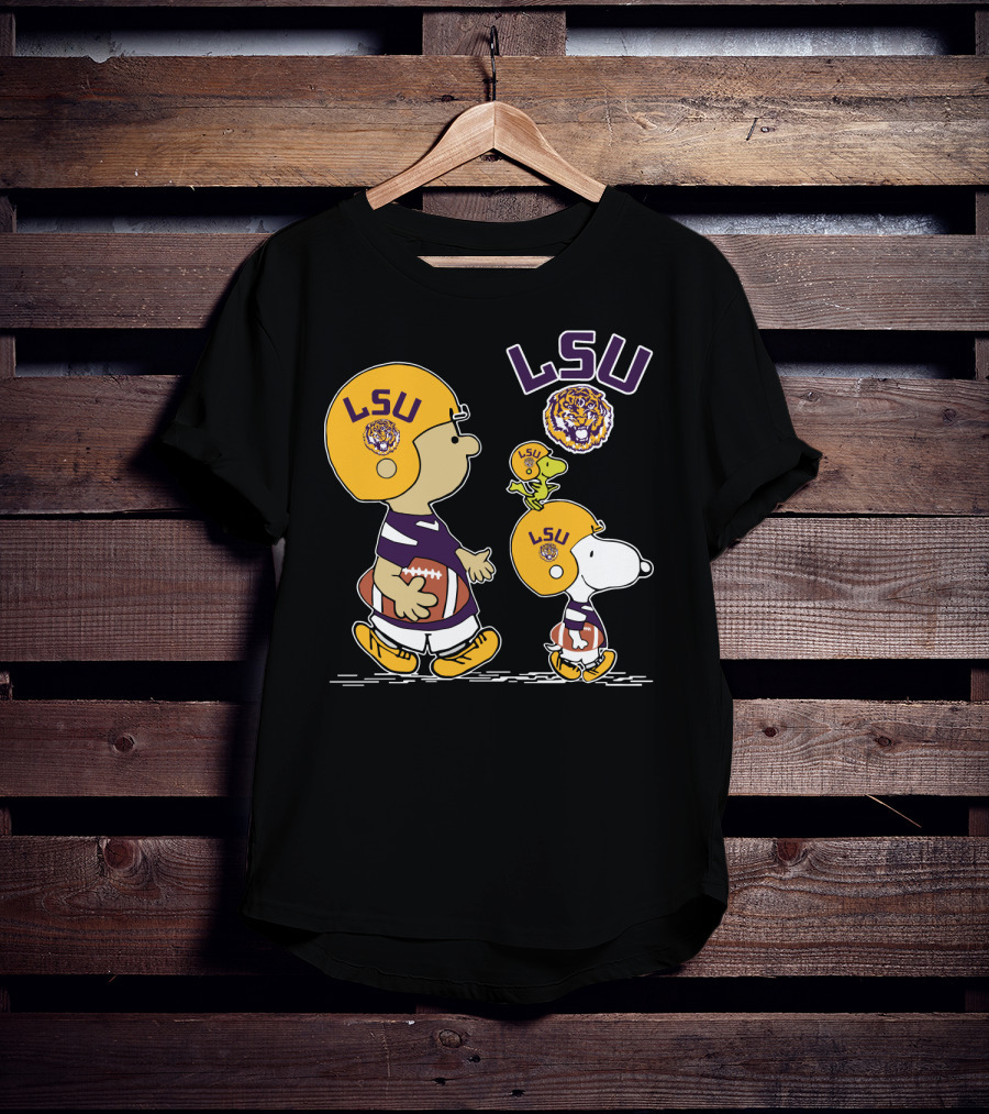 LSU Tigers Peanuts Characters Football Helmets T-Shirt