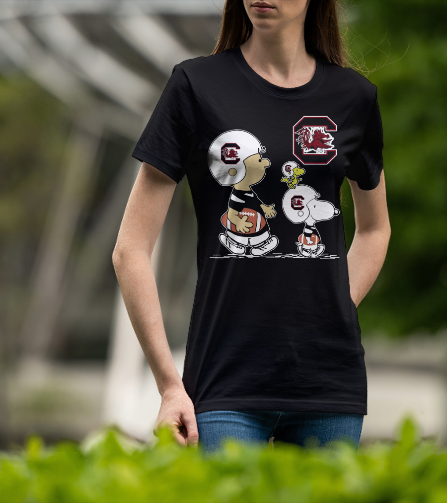 South Carolina Gamecocks Snoopy And Friends Football Helmets T-Shirt