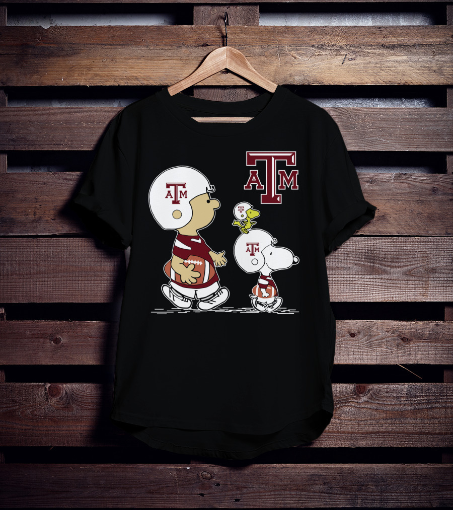 Texas A&M Aggies Snoopy Peanuts Football Woodstock T-Shirt