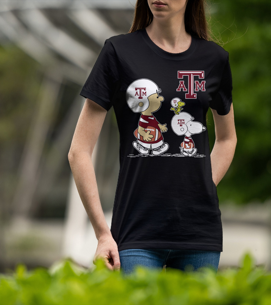 Texas A&M Aggies Snoopy Peanuts Football Woodstock T-Shirt