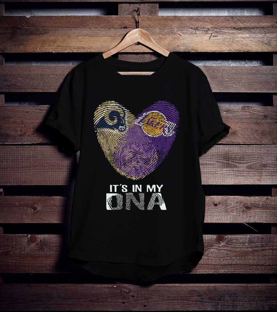 Rams Lakers It's In My Dna Fingerprint Heart T-Shirt