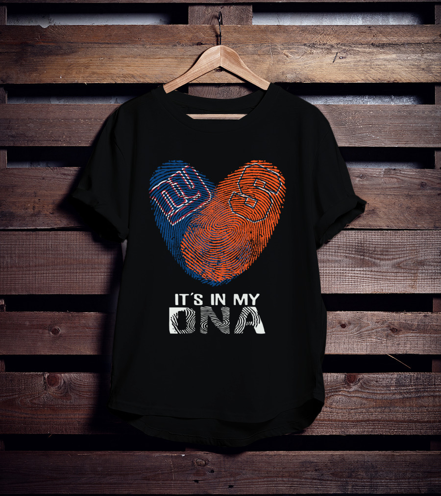Giants Syracuse It's In My DNA Fingerprint Heart T-Shirt