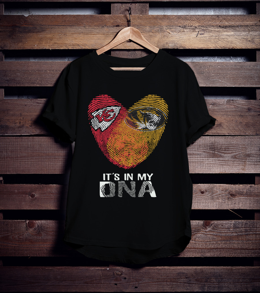 Chiefs Missouri Tigers It's In My Dna Fingerprint Heart T-Shirt