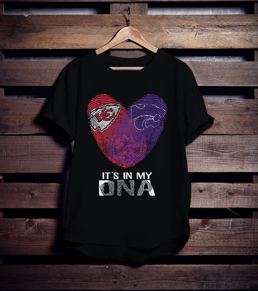 Chiefs Kansas State It's In My DNA Heart Fingerprint T-Shirt