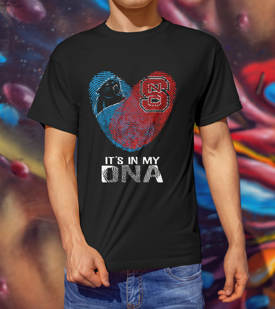 Panthers NC State It's In My DNA Fingerprint Heart T-Shirt