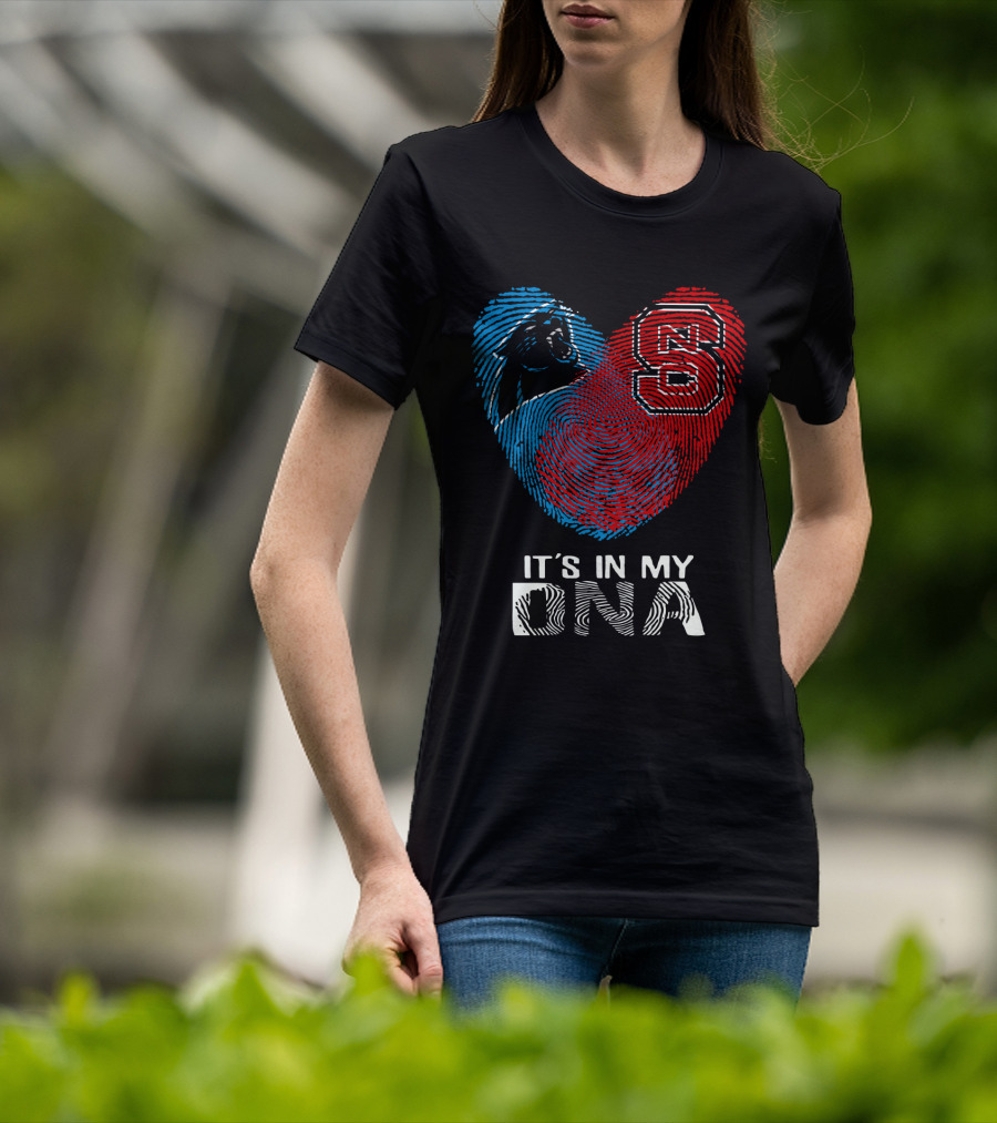 Panthers NC State It's In My DNA Fingerprint Heart T-Shirt