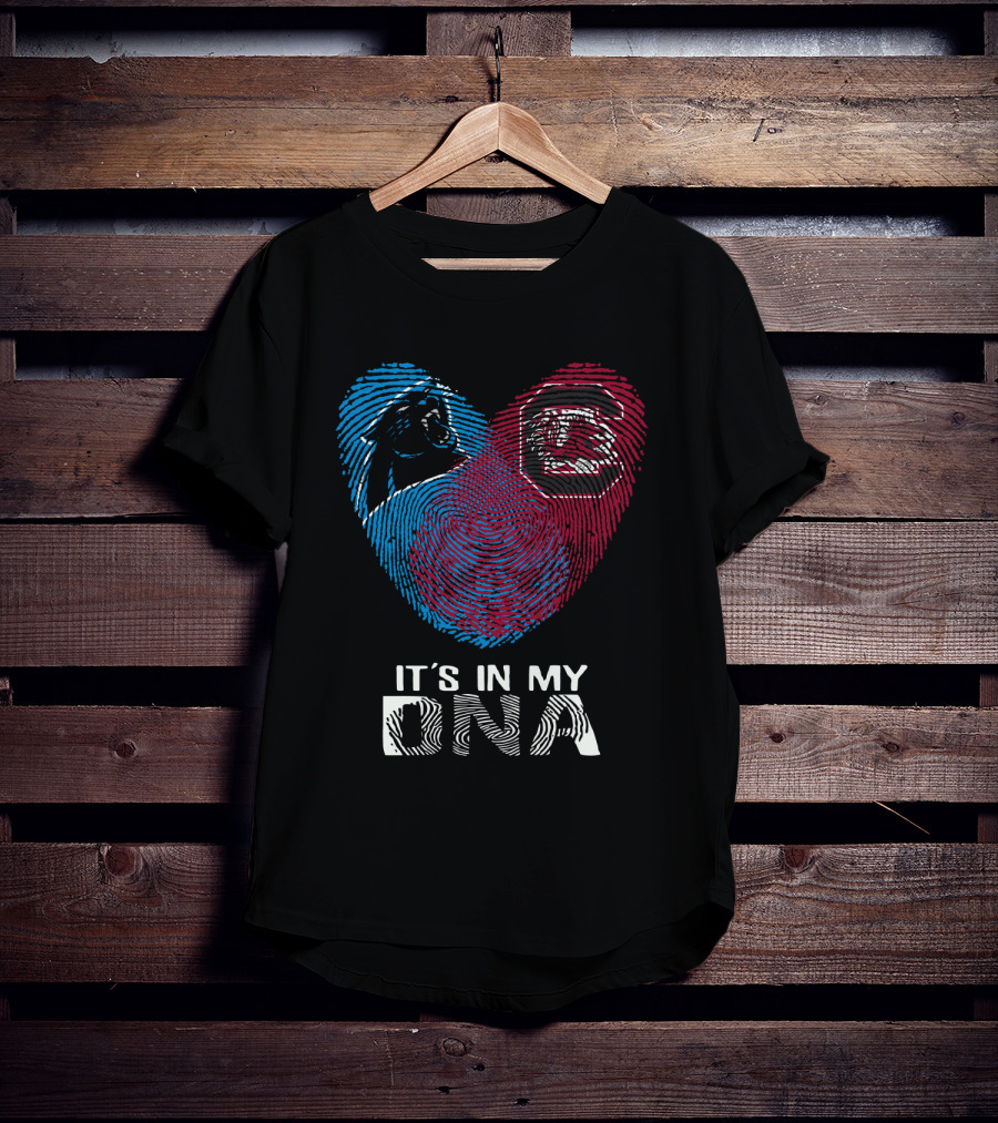 Panthers Gamecock It's In My DNA Fingerprint Heart T-Shirt