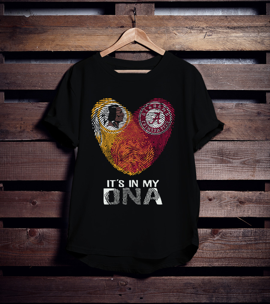 Redskins Crimson Tide It's In My Dna Fingerprint Heart T-Shirt