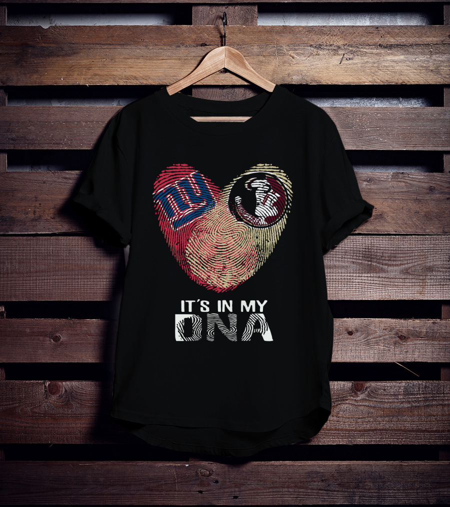 Giants Seminoles It's In My DNA Fingerprint Heart T-Shirt