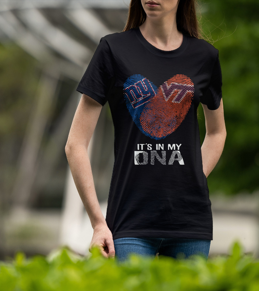 Giants VT It's In My DNA Fingerprint Heart T-Shirt