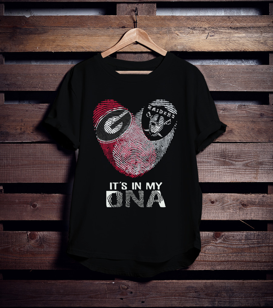 Raiders Bulldogs It's In My DNA Fingerprint Heart T-Shirt