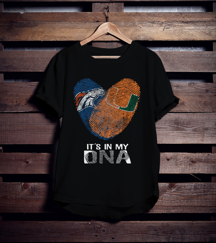 Broncos Hurricanes It's In My DNA Fingerprint Heart T-Shirt