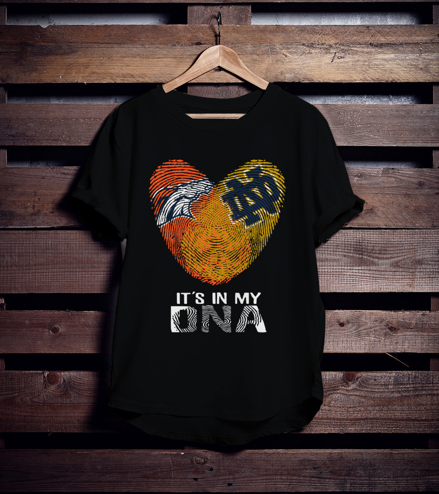 Broncos Notre Dame Fingerprint Heart It's In My DNA T-Shirt