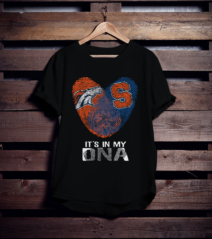 Broncos Syracuse Fingerprint Heart It's In My DNA T-Shirt
