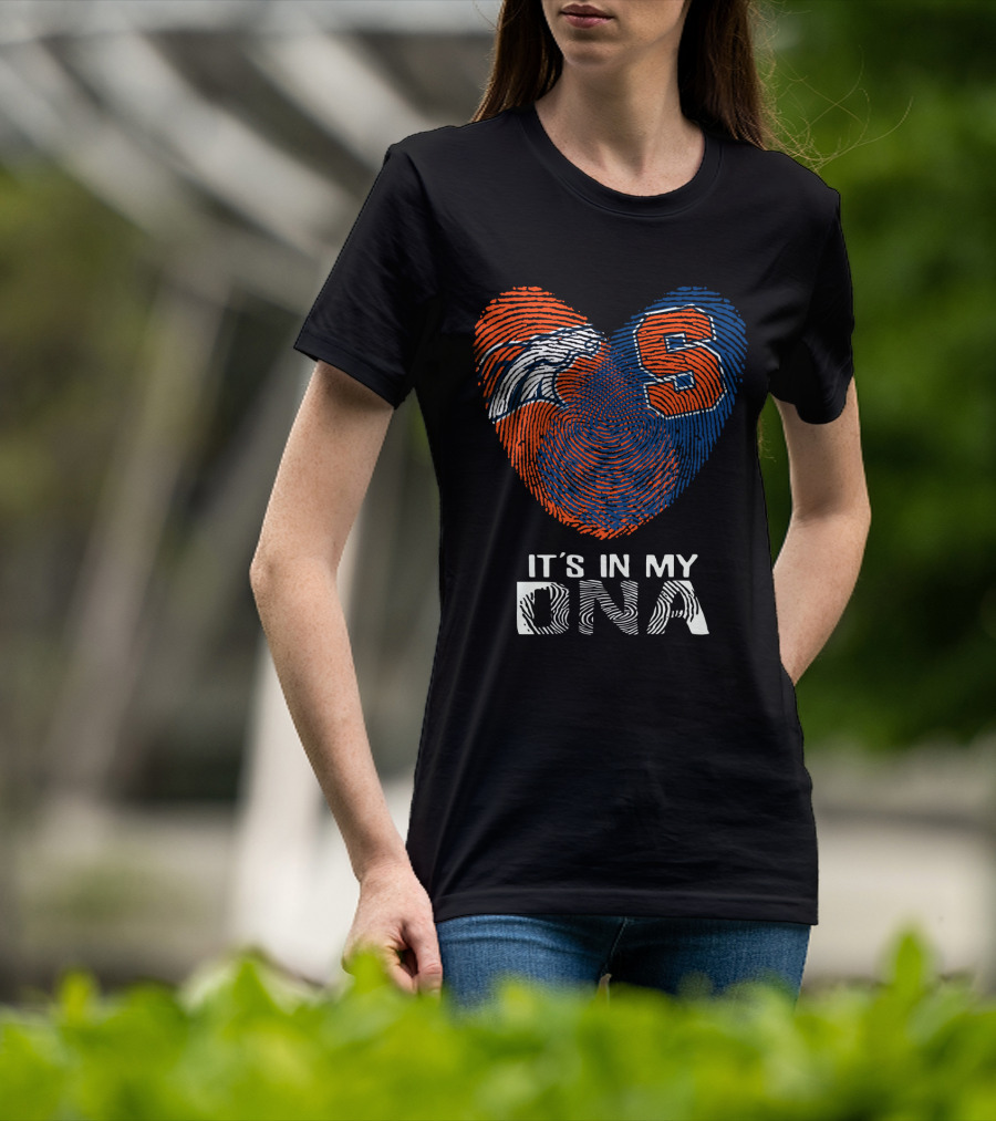 Broncos Syracuse Fingerprint Heart It's In My DNA T-Shirt