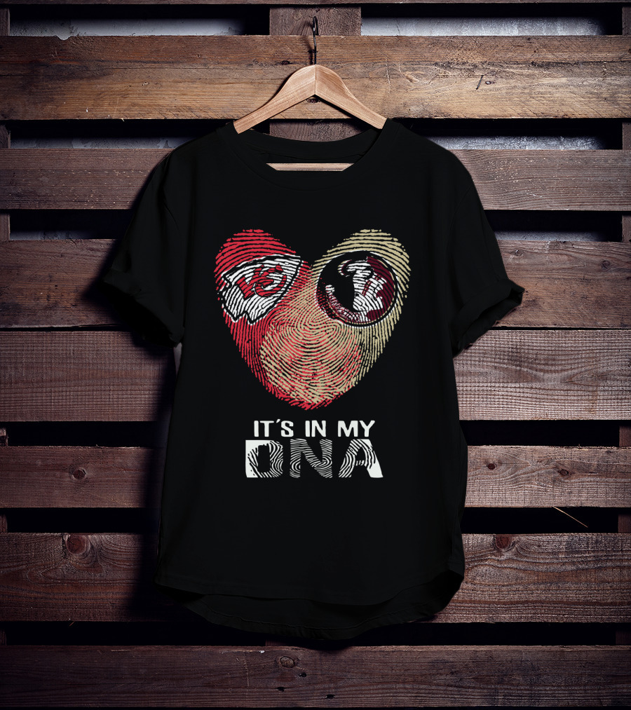 Chiefs Seminoles Fingerprint Heart It's In My Dna T-Shirt