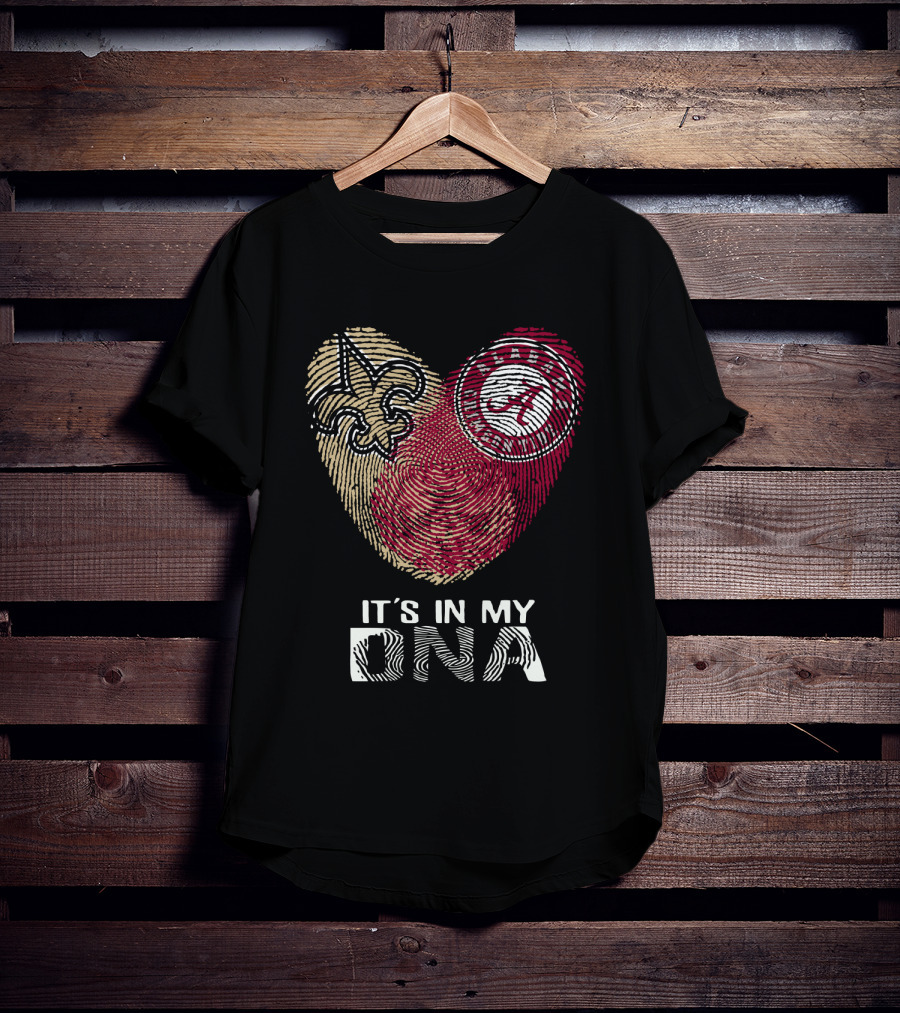 Saints Alabama It's In My DNA Fleur-de-Lis Fingerprint Crimson Tide T-Shirt