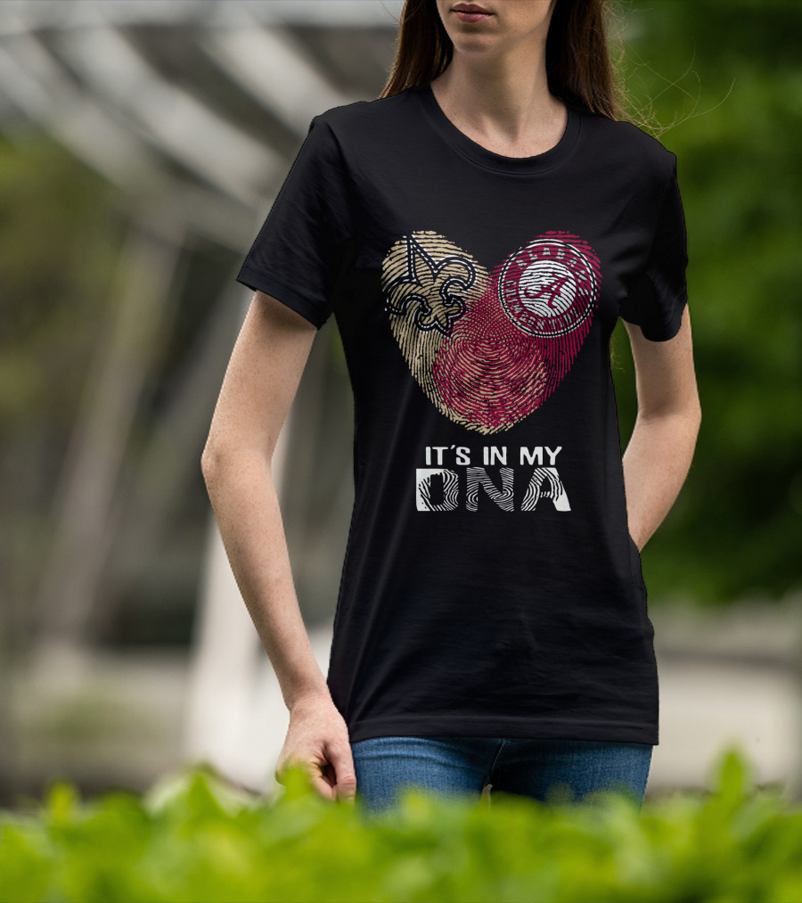 Saints Alabama It's In My DNA Fleur-de-Lis Fingerprint Crimson Tide T-Shirt