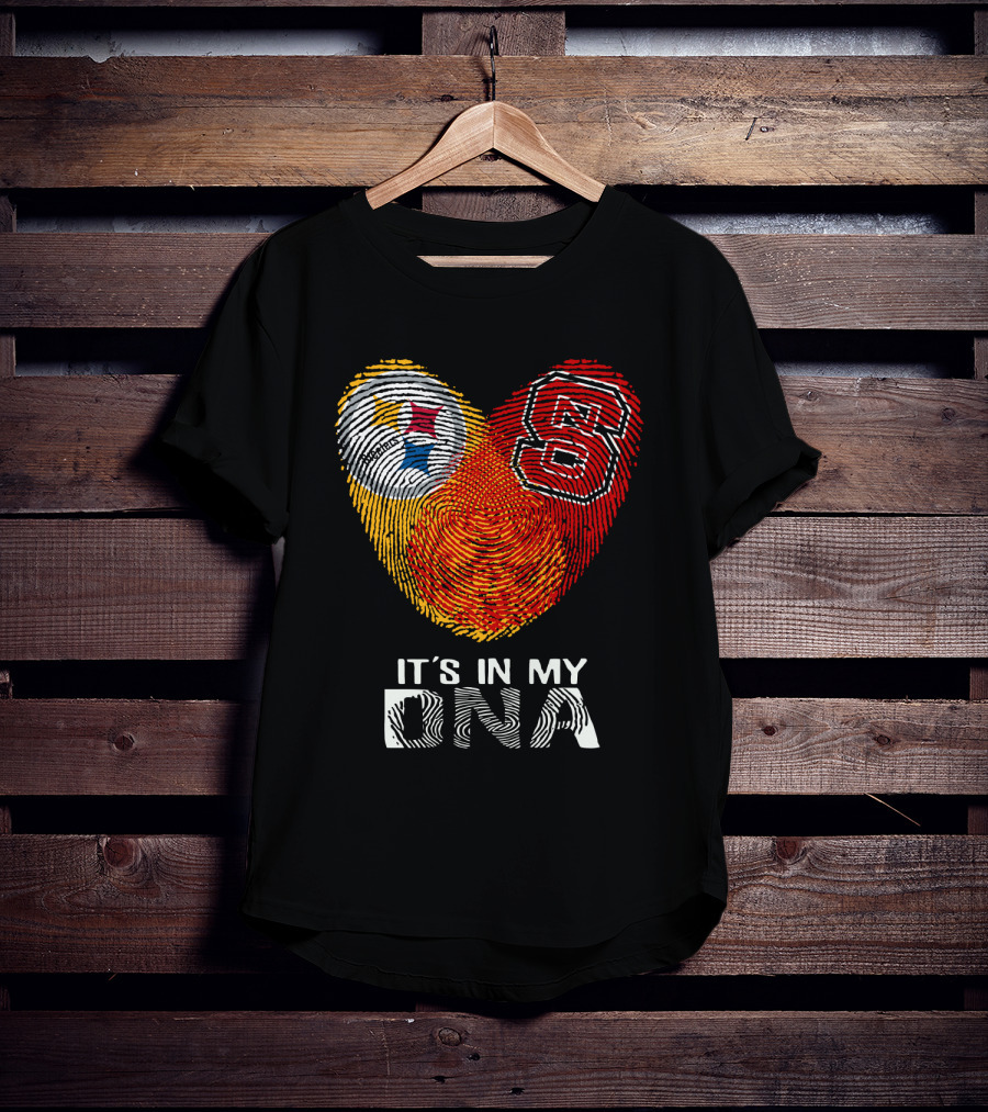 Steelers NC St It's In My DNA Fingerprint Heart T-Shirt