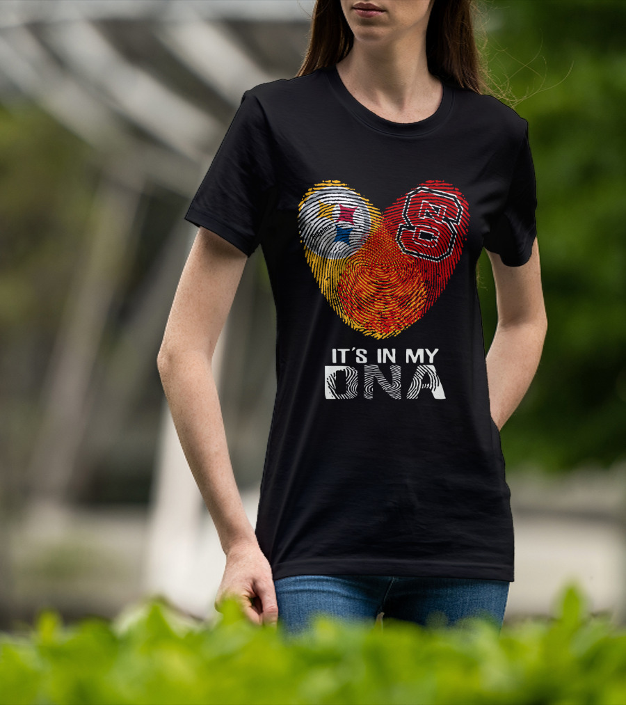 Steelers NC St It's In My DNA Fingerprint Heart T-Shirt