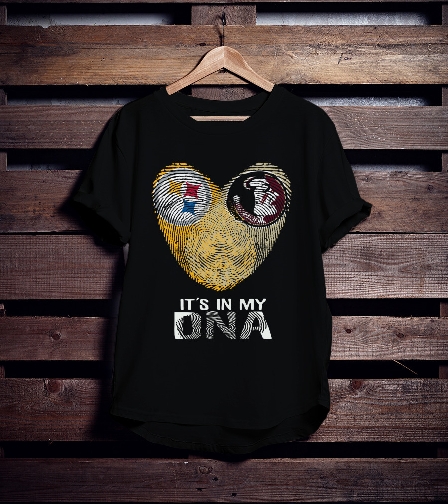 Steelers Seminoles It's In My DNA Fingerprint Heart T-Shirt